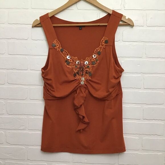 TRICOTTO bling bling camisole chic boho Large lace cami top funky bohemian chic - Picture 11 of 12